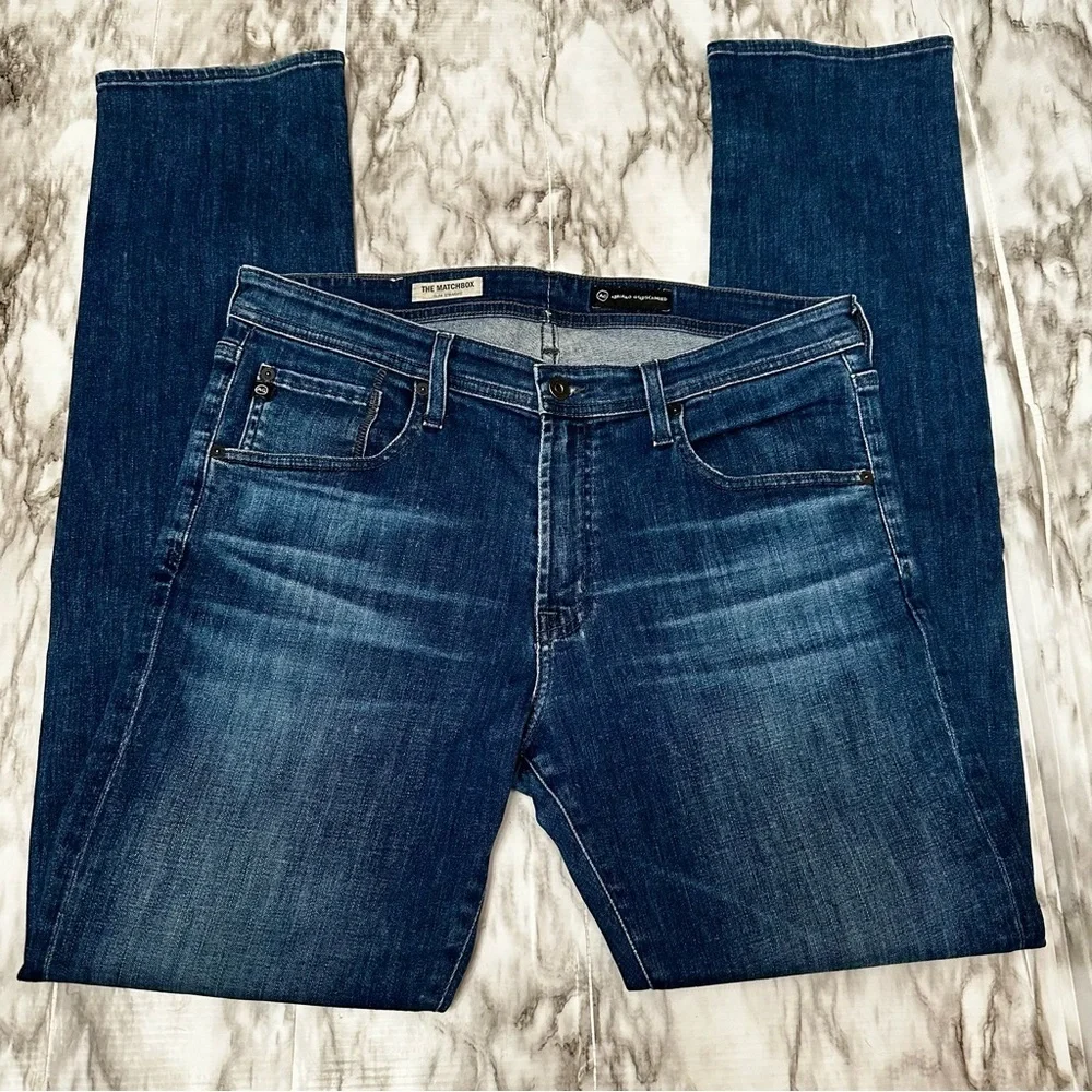 AG Adriano Goldschmied Dark Blue Wash Slim Straight Leg Jeans Matchstick - Picture 2 of 12